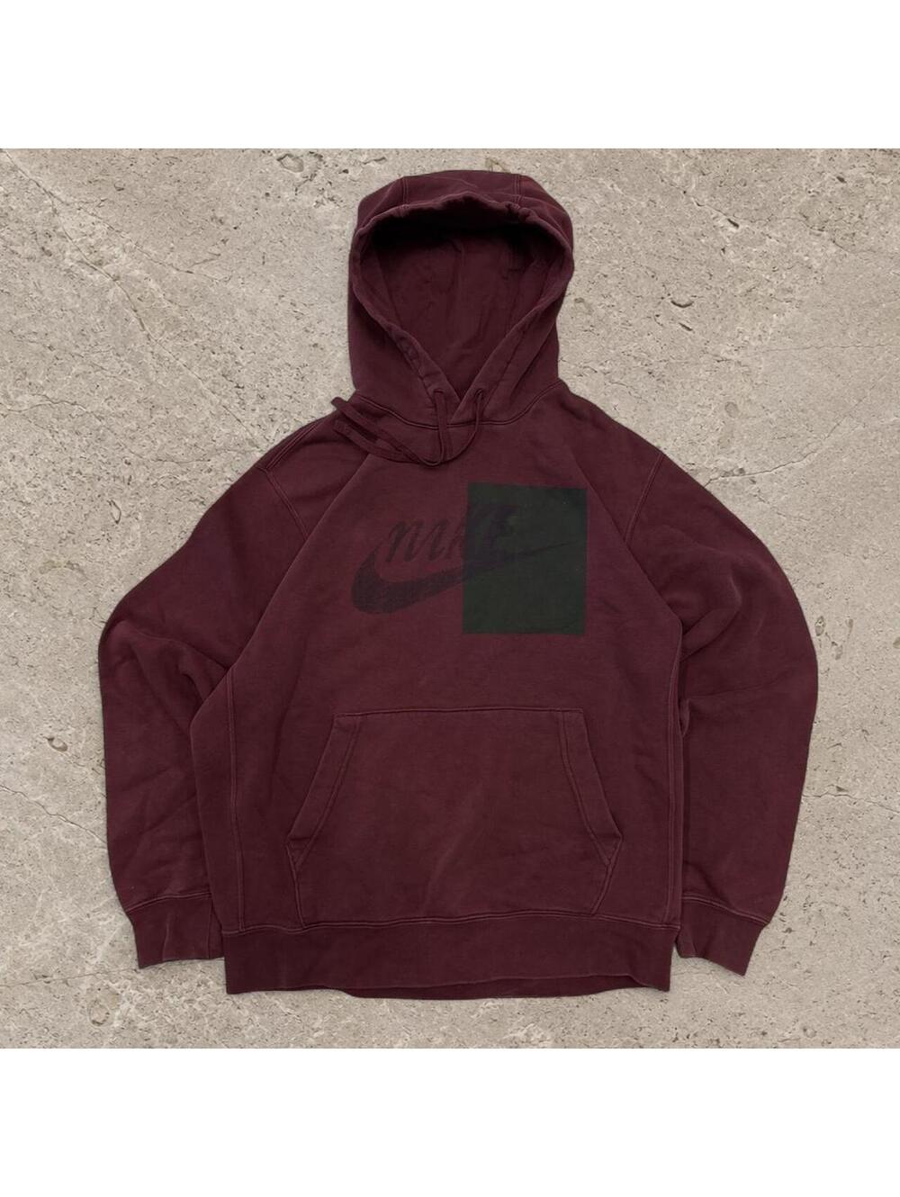 Fire faded vintage style Nike burgundy hoodie
